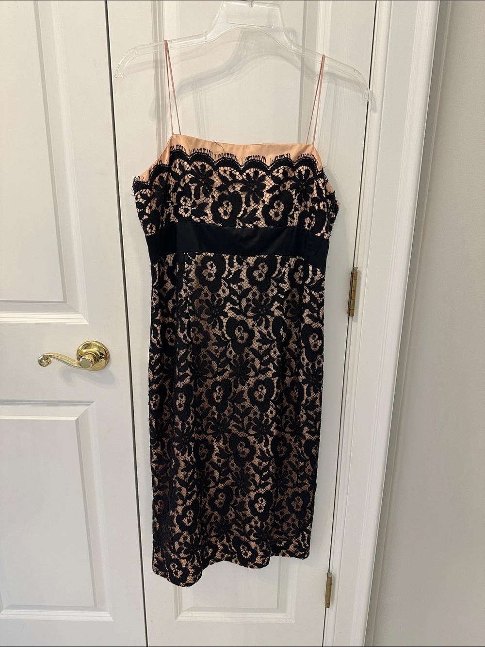 Harold's Black Lace Midi Dress with Nude Lining